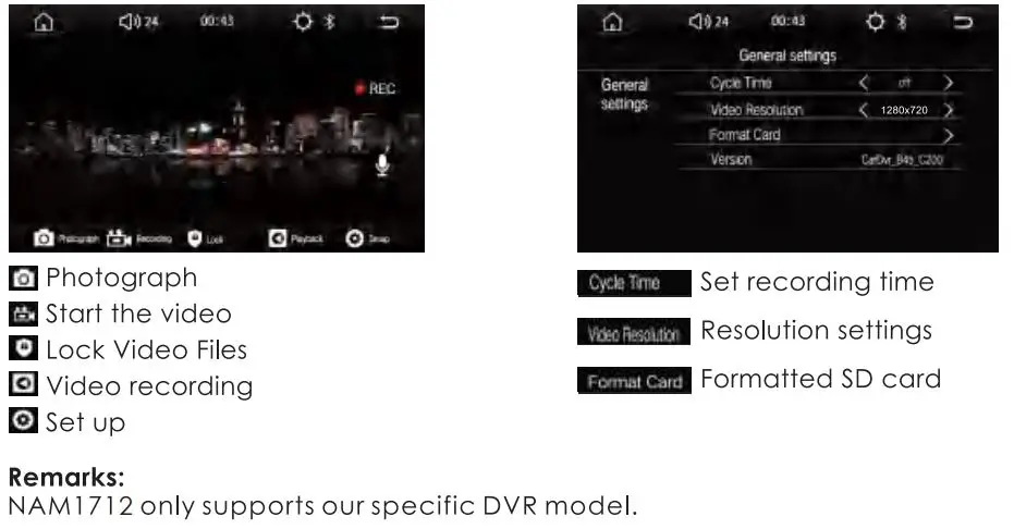 Nakamichi NAM1712 7 Inch 2-Din AV Receiver User Manual - USB DVR