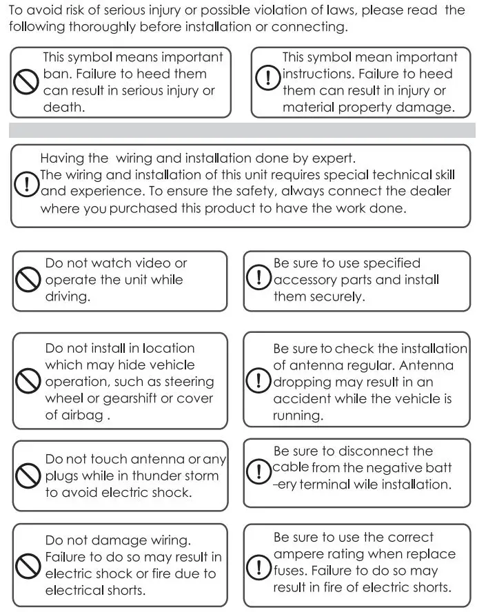 Nakamichi NAM1712 7 Inch 2-Din AV Receiver User Manual - Warning & Precaution