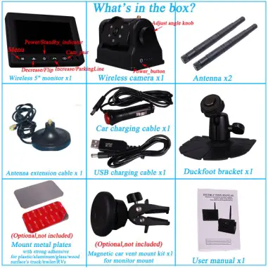 Idpoo B08TBDH8X4 Wireless Hitch Camera Magnetic with 5-Inch IPS Monitor fig1