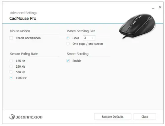 3Dconnexion Cad Mouse Pro Wireless Ergonomic Mouse for CAD Professional - Advanced Settings