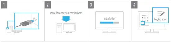 3Dconnexion Cad Mouse Pro Wireless Ergonomic Mouse for CAD Professional - Installation