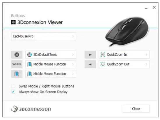 3Dconnexion Cad Mouse Pro Wireless Ergonomic Mouse for CAD Professional - Swap Middle