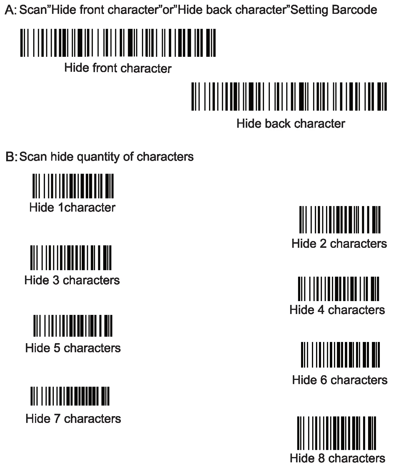 Hide front and back characters
