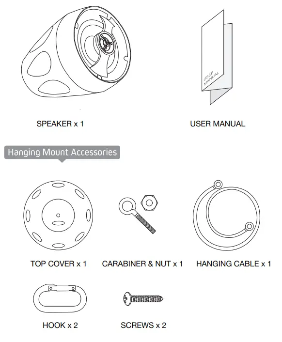 OSD AUDIO FORZA 5 Pendant Speaker - packing list