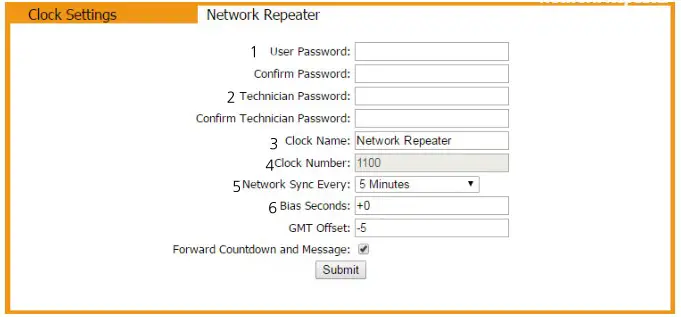 sapling SMA 4000 TalkBack Network Repeater - Web Interface - Clock Settings