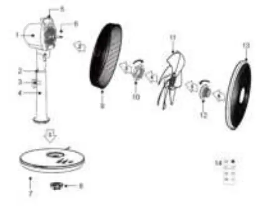 Bodin 354090 Adjustable Height Stand Fan - PARTS DESCRIPTION