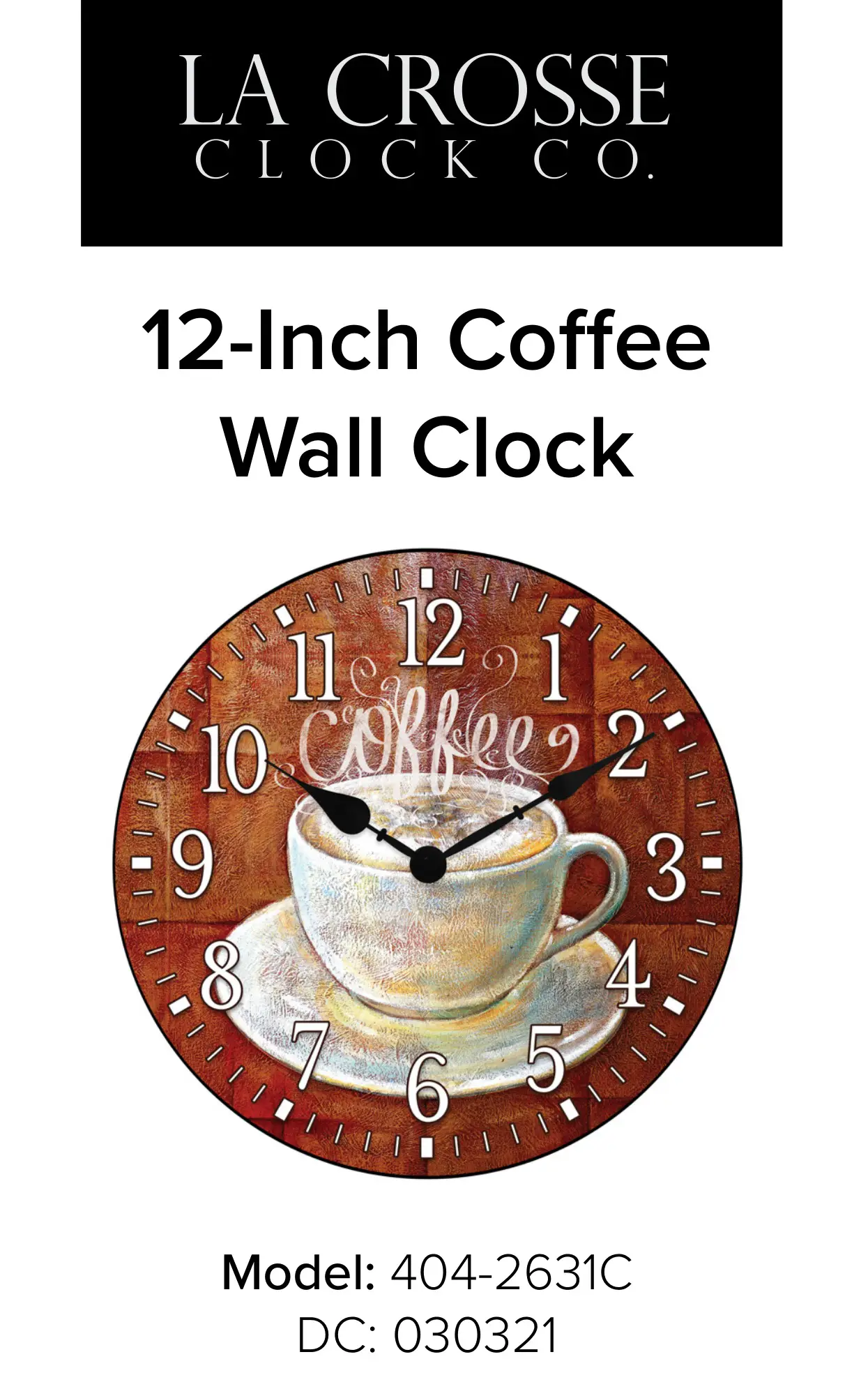 LA CROSSE 04-2631C 2-Inch Coffee Wall Clock User Manual