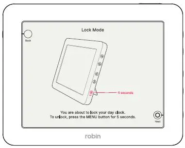 robin RDC0801-11 Digital Day Clock 2.0 User Manual - Lock Mode