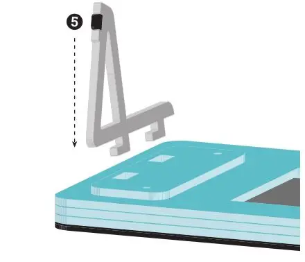 Pimoroni LCD Frame for Raspberry Pi 7” Touchscreen User Manual - Insert the stands (5) into the rectangular cutouts