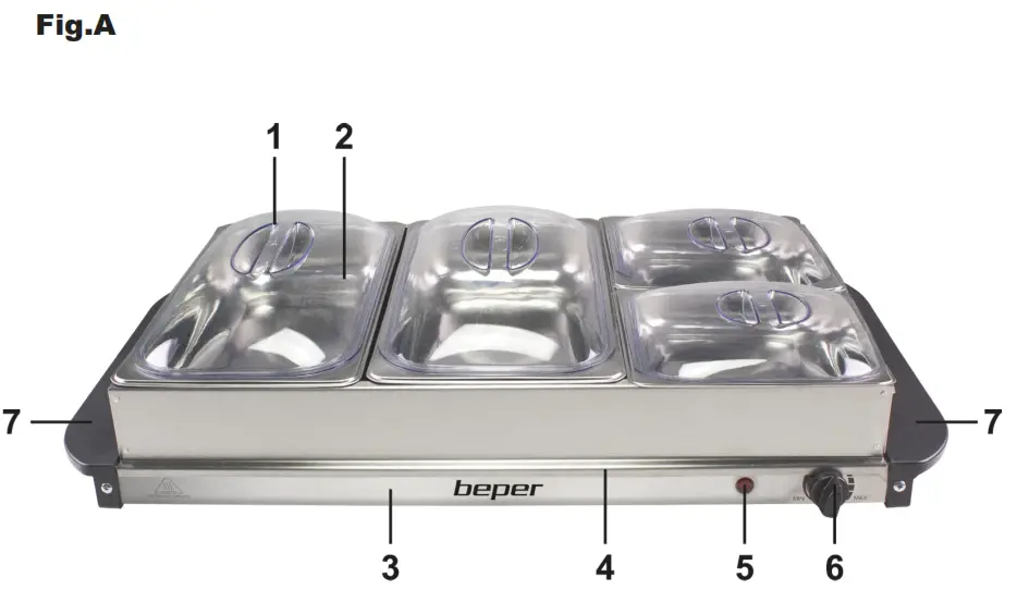 beper P101TEM001 Buffet Warmer Steel - 1