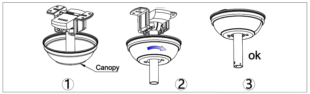 BANSA ROSE Luxury 52 Inch Sand Nickel Ceiling Fan - canopy