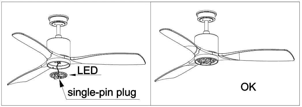 BANSA ROSE Luxury 52 Inch Sand Nickel Ceiling Fan - plug