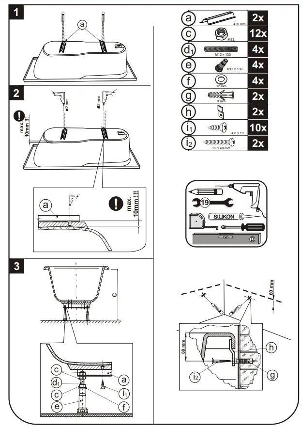GUSTAVSBERG BA170ARC2W-01 Artic 170x75 Classic Bathtub