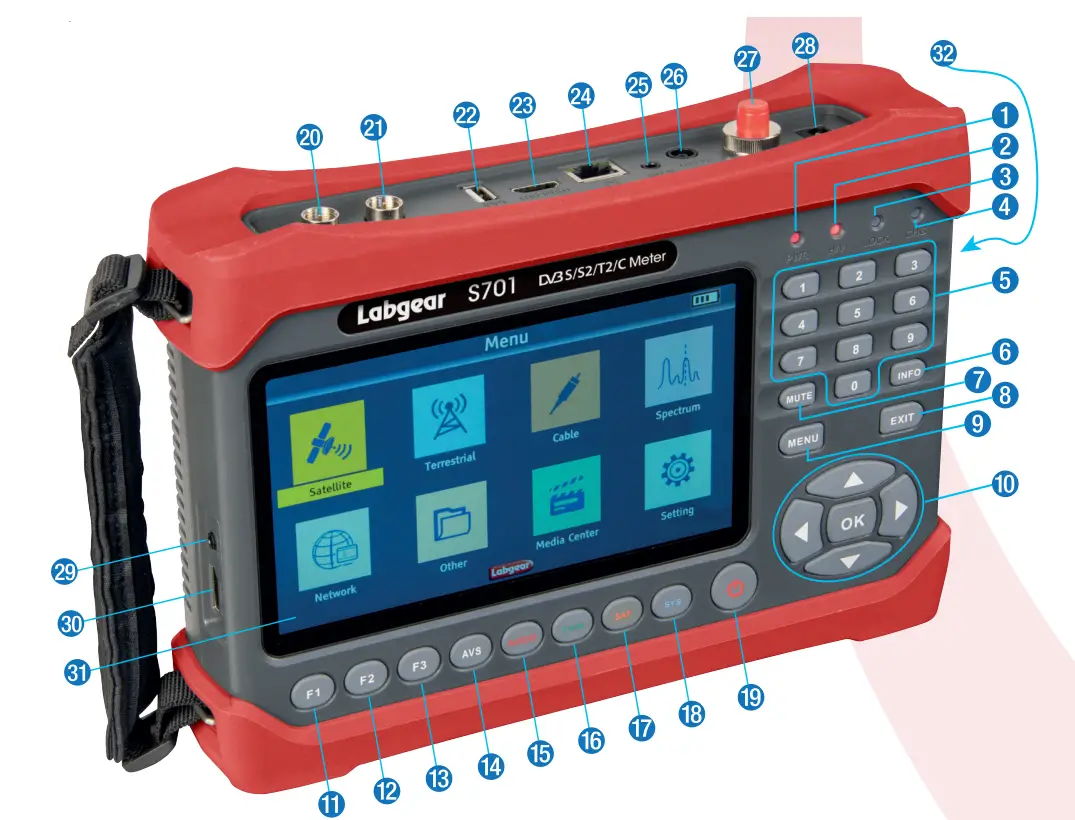 Labgear S701 Multiplatform DVB-S2 T2 C Signal Meter Analyser- (1)