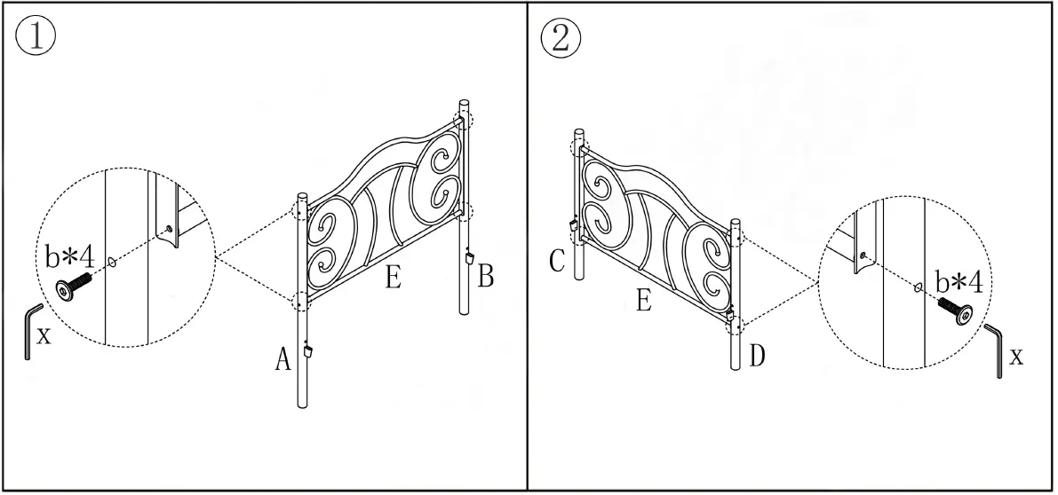 Ahokua-BF-761E-W-White-Metal-Frame-Twin-Platform-Bed-with-Headboard-fig-2