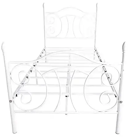 Ahokua-BF-761E-W-White-Metal-Frame-Twin-Platform-Bed-with-Headboard-product