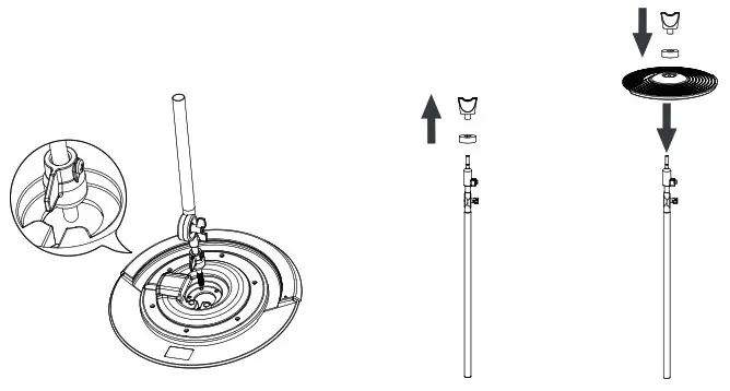 Millenium MPS-850 E-Drum Set - Mounting cymbals on the rack 2