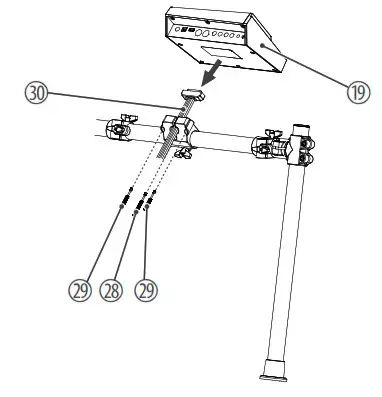 Millenium MPS-850 E-Drum Set - Mounting the drum module on the rack