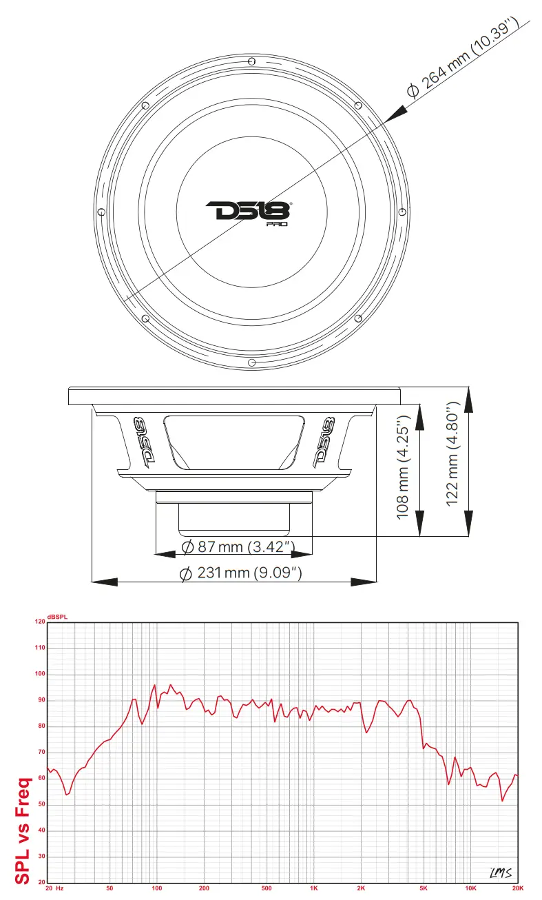 DS18 PRO W10 4SNEO 10 Inch Woofer Loudspeaker Neodymium Water Resistant Cone - fig