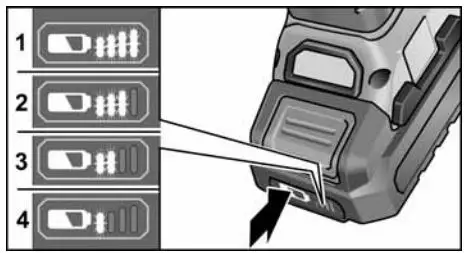 FLEX PE 150 18.0-EC Professional Cordless Rotary Polisher Instruction Manual - Battery state of charge