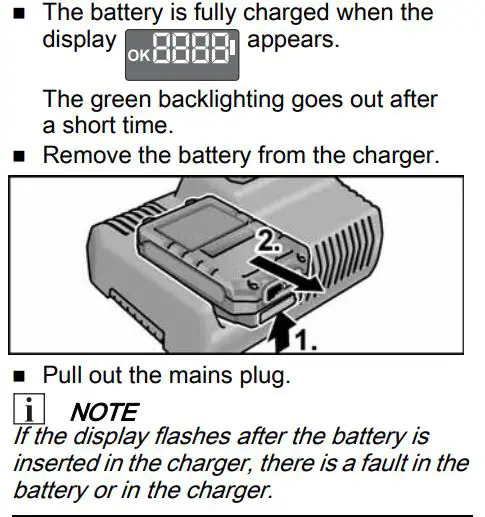 FLEX PE 150 18.0-EC Professional Cordless Rotary Polisher Instruction Manual - When the battery charge reaches
