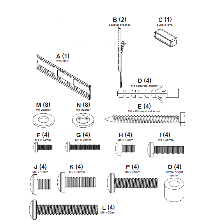 peerless-AV-TVFT665 -TruVue-Universal-Flat-Tilt-Wall-Mount-fig 1