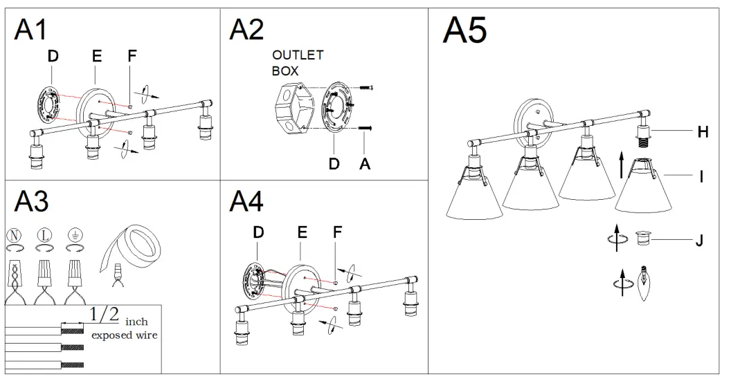 LNC A04531 Lauren Vintage Brushed Gold Vanity Light - 3