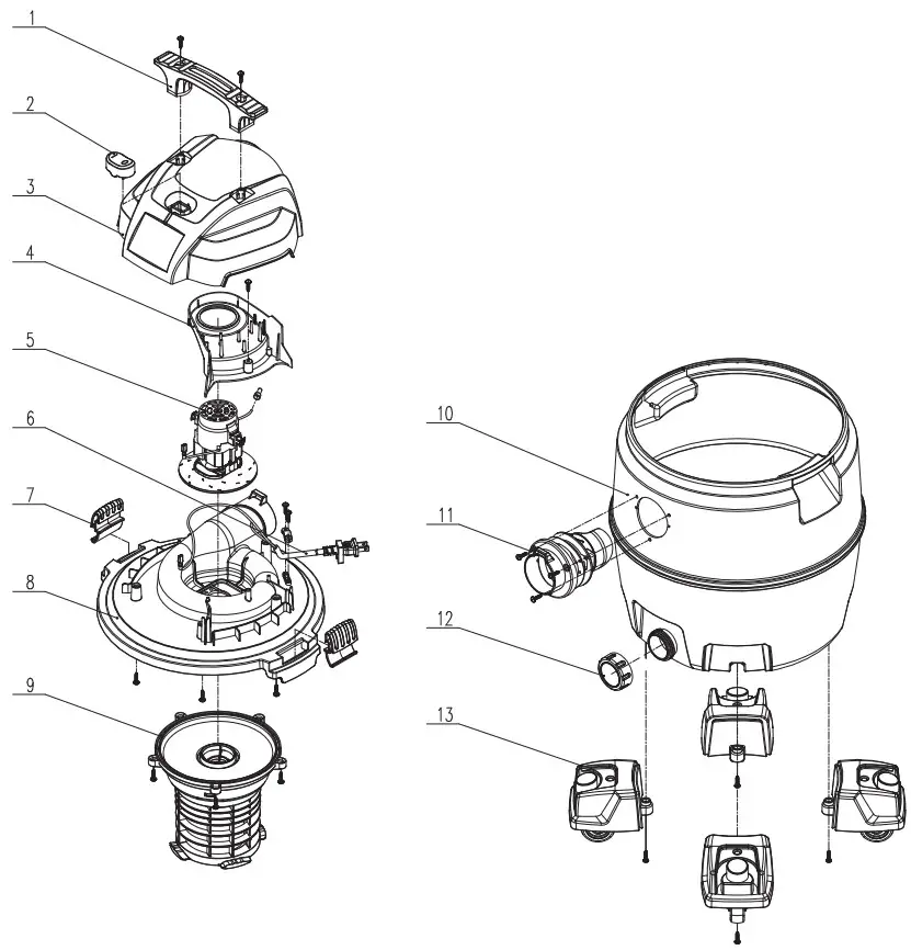 STANLEY SL18116P 6 Gallon Wet Dry Vacuum - PARTS LIST