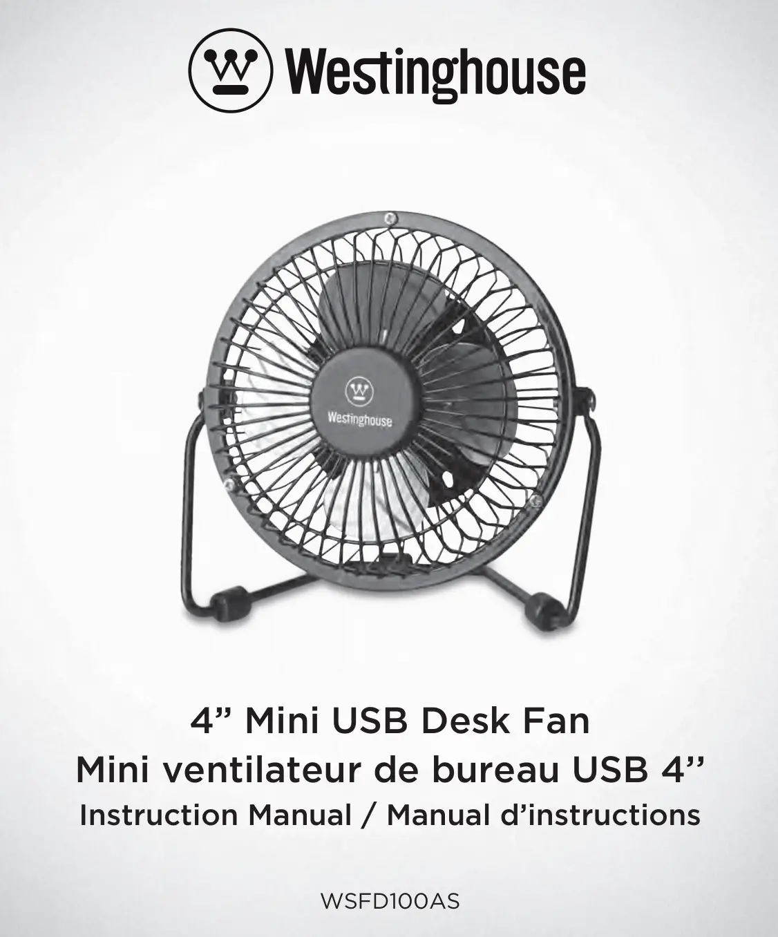 Westinghouse WSFD100AS 4 inch Mini USB Desk Fan Instruction Manual