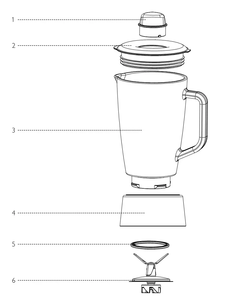 JOHN LEWIS 85547002 6L Stand Mixer with Blender - Blender jug diagram