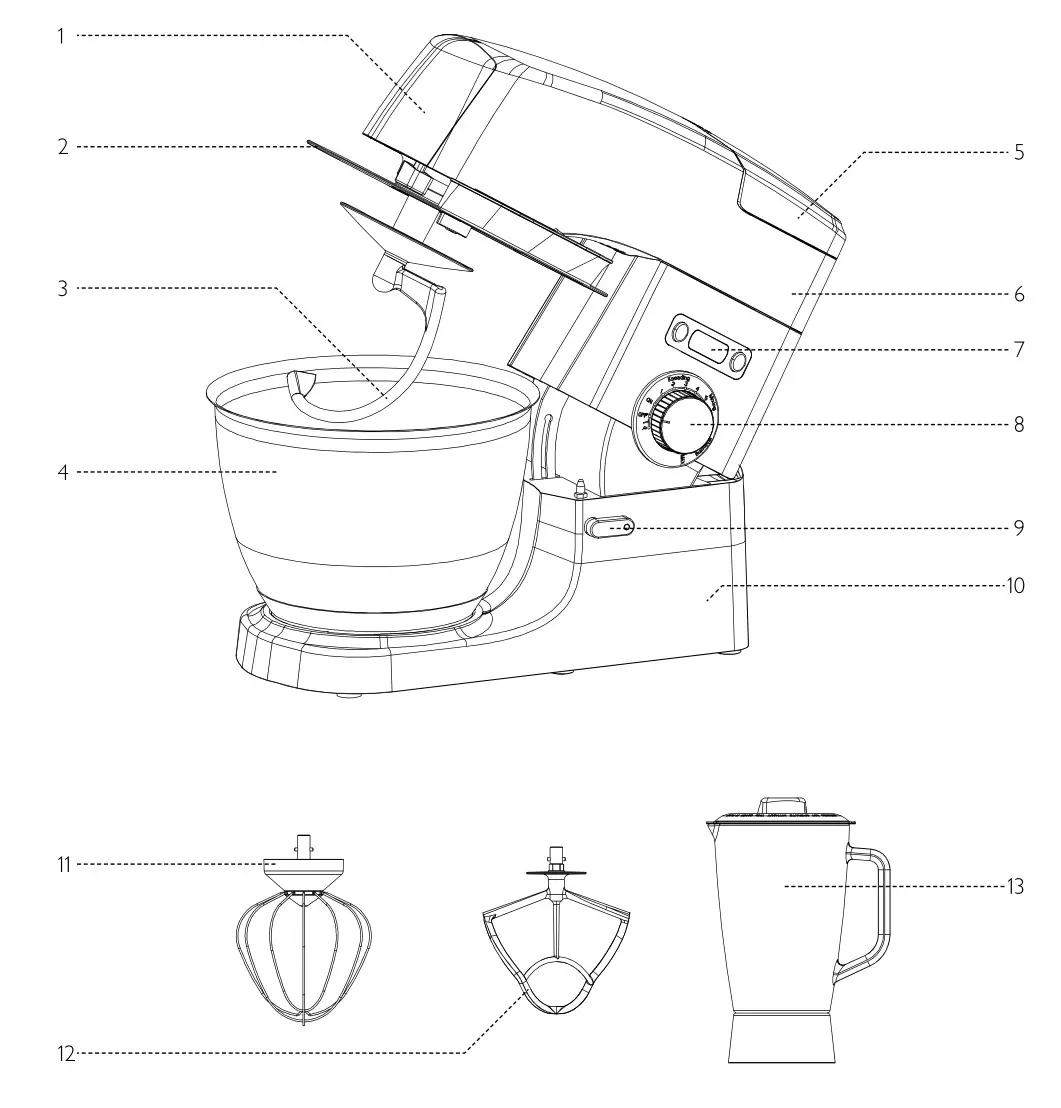 JOHN LEWIS 85547002 6L Stand Mixer with Blender - Stand mixer diagram