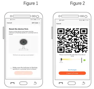 Connect network in QR code mode Figure 1 and 2