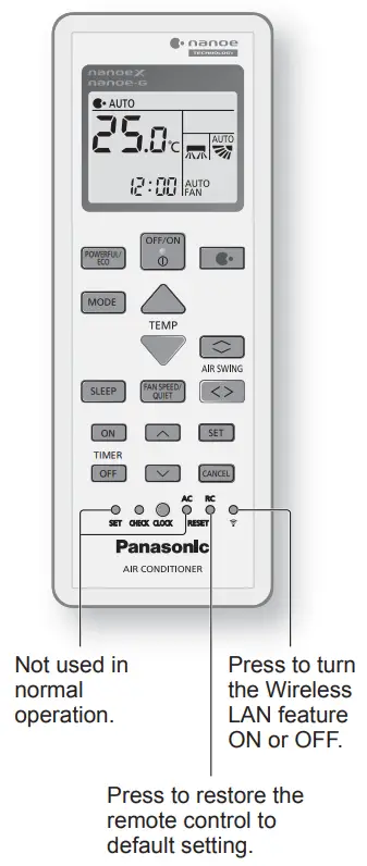 Panasonic CS RU18YKA Air Conditioner - default setting