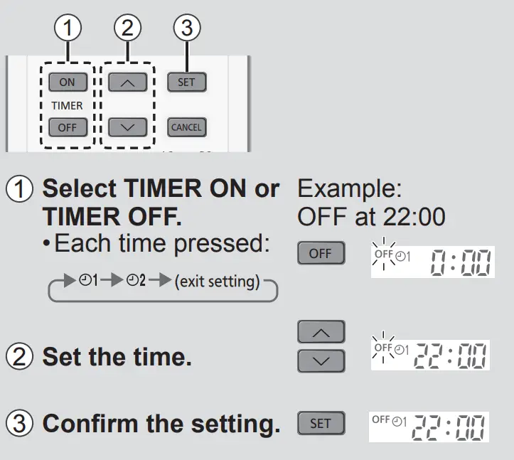 Panasonic CS RU18YKA Air Conditioner - set the timer
