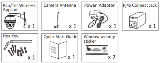 SecuFirst CAM214Z Wi-Fi IP Security Dome Camera PTZ Outdoor Black - Box Content
