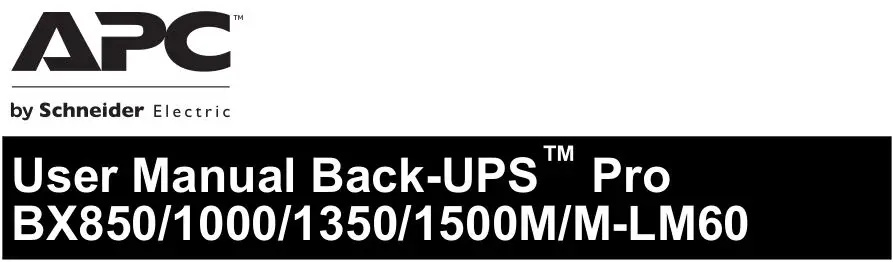 APC Back-UPS Pro BX850 User Manual