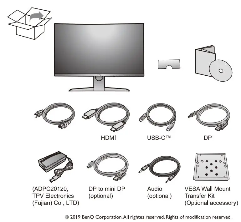 BENQ EX LCD Monitor User Guide - What's in the box