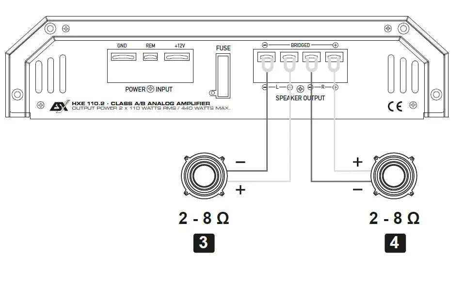 HORIZON HXE110.2 2-Channel Class A-B Amplifier 4