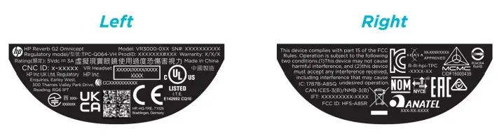 hp TPC Q064 VH VR Headset - Labe