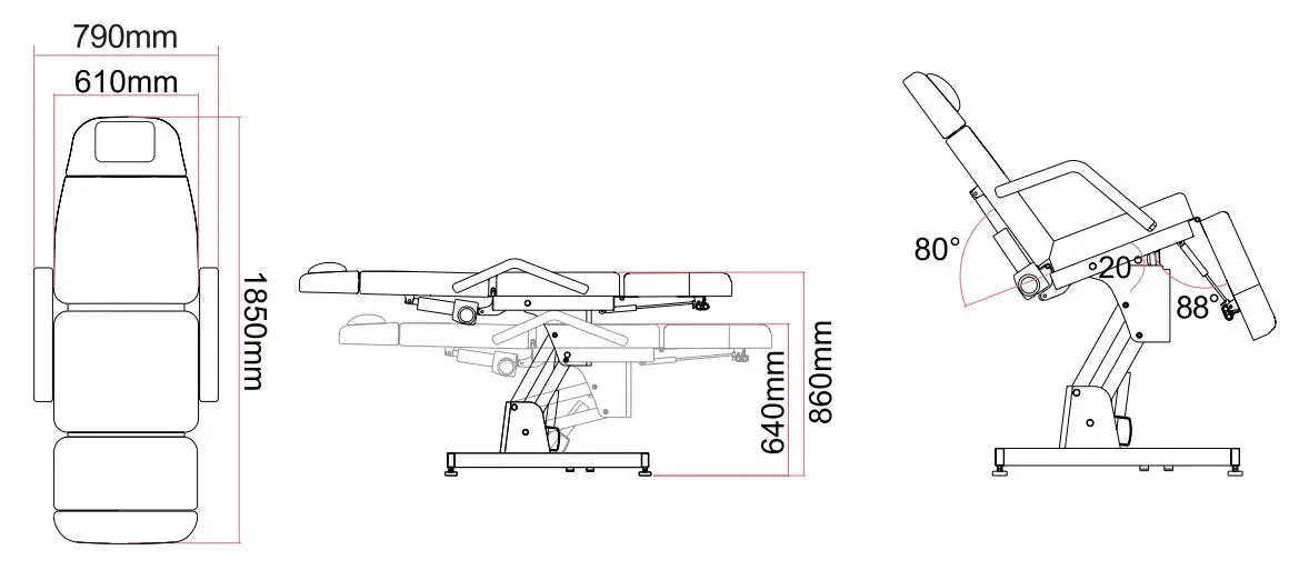 GIMA LETTINO Eeltttrico Per Centri Benessere Electric Beauty Beds User Guide - dimension