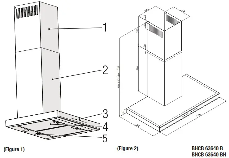 beko BHCB63640B 60cm Wall Mounted Cooker Hood - General appearance