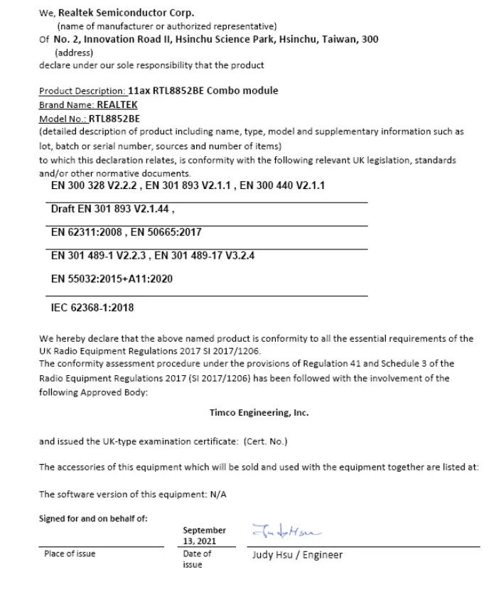 REALTEK RTL8852BE Network Card Module-2