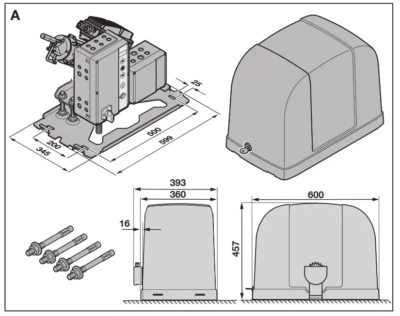 HORMANN Sliding Door Operator STA 500 FU for Entrance Gates - Fig