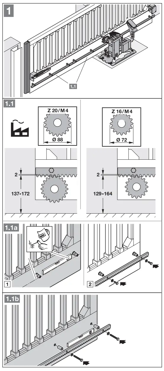 HORMANN Sliding Door Operator STA 500 FU for Entrance Gates - toothed track