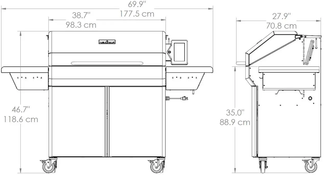 MEMPHIS VG0002S Grills Elite Wood Fire Pellet Smoker Grill - Dimensions