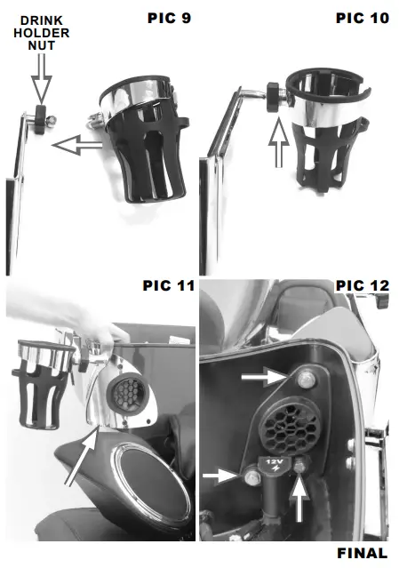 KURYAKYN Refex Drink Holder with Right Side H D Pasenger Mount- fig4