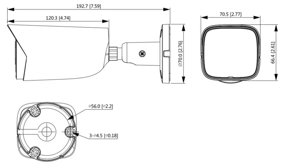 BURG WACHTER BWNC 442FBIF AI 4MP IP Bullet Camera with IR LEDs - drawing