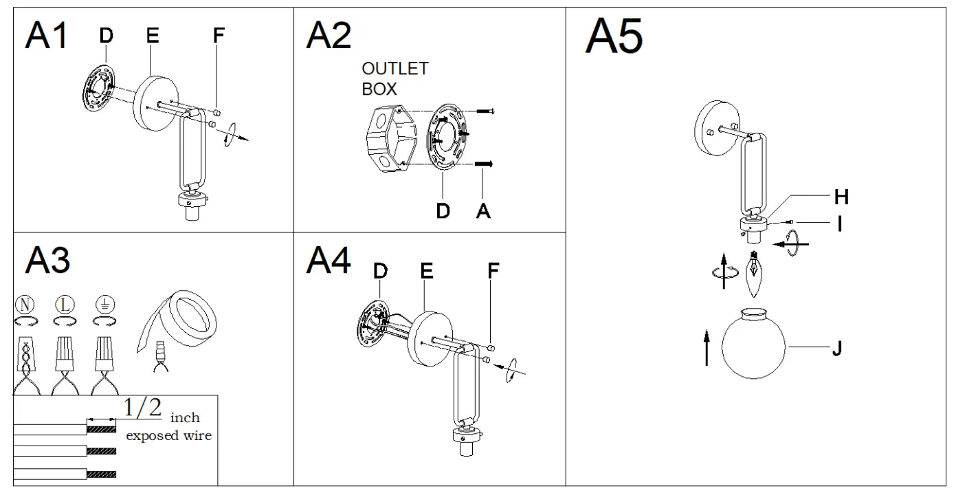 Uolfin 5069549 1 Light Depth Gold Globe Wall Light -fig2