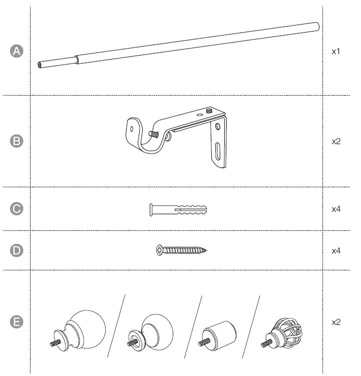 amazon-basics-B07Q2RCWRP-5-8 Inch-Curtain-with-Finials-Instruction-fig-1