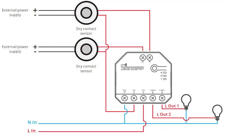 SONOFF DUALR3 Dual Relay Two Way Power Metering Smart contact sensors